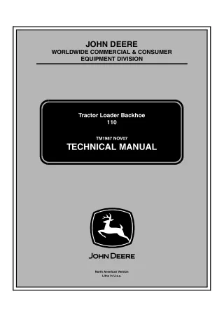 John Deere 110 Tractor Loader Backhoe Service Repair Manual (tm1987)