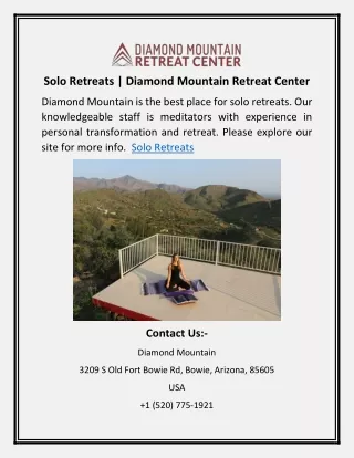 Solo Retreats | Diamond Mountain Retreat Center