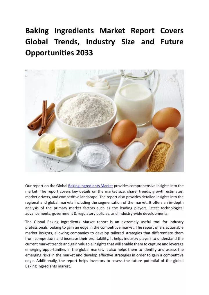 baking ingredients market report covers global