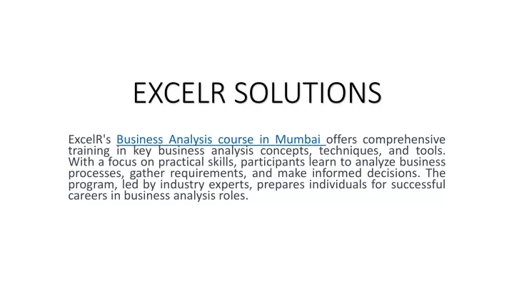 excelr solutions
