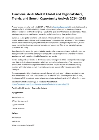 functional acids market global and regional share
