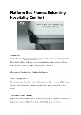 Platform Bed Frames- Enhancing Hospitality Comfort
