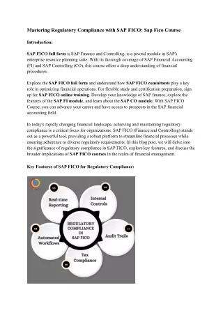 mastering regulatory compliance with sap fico