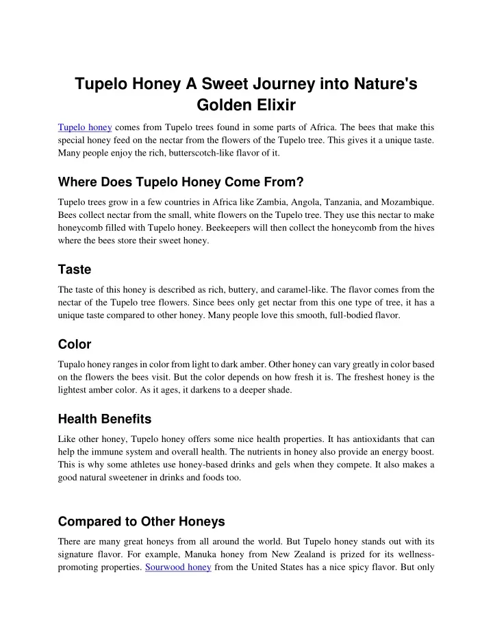tupelo honey a sweet journey into nature s golden