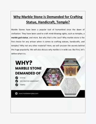 Why Marble Stone is Demanded for Crafting Statue, Handicraft, Temple