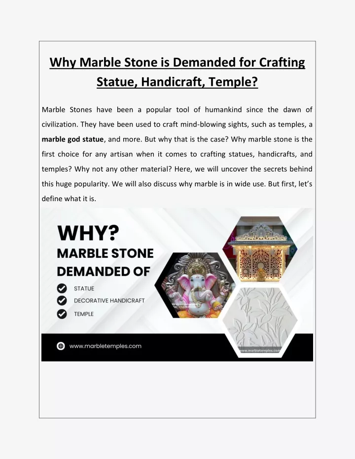 why marble stone is demanded for crafting statue
