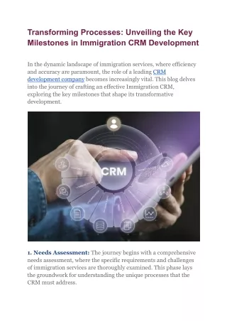 Transforming Processes_ Unveiling the Key Milestones in Immigration CRM Development