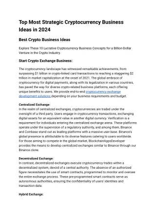 Top Most Strategic Cryptocurrency Business Ideas in 2024 (1)