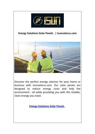 Energy Solutions Solar Panels   | Isunsolarus.com