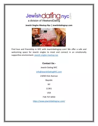 Jewish Singles Meetup Nyc | Jewishdatingnyc.com