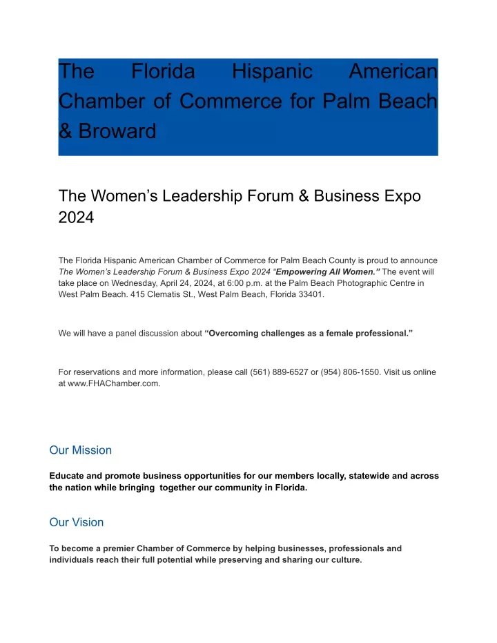 the chamber of commerce for palm beach broward