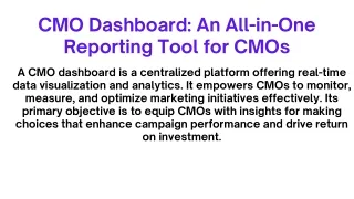 CMO Dashboard An All-in-One Reporting Tool for CMOs