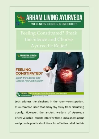 Feeling Constipated Break the Silence and Choose Ayurvedic Relief
