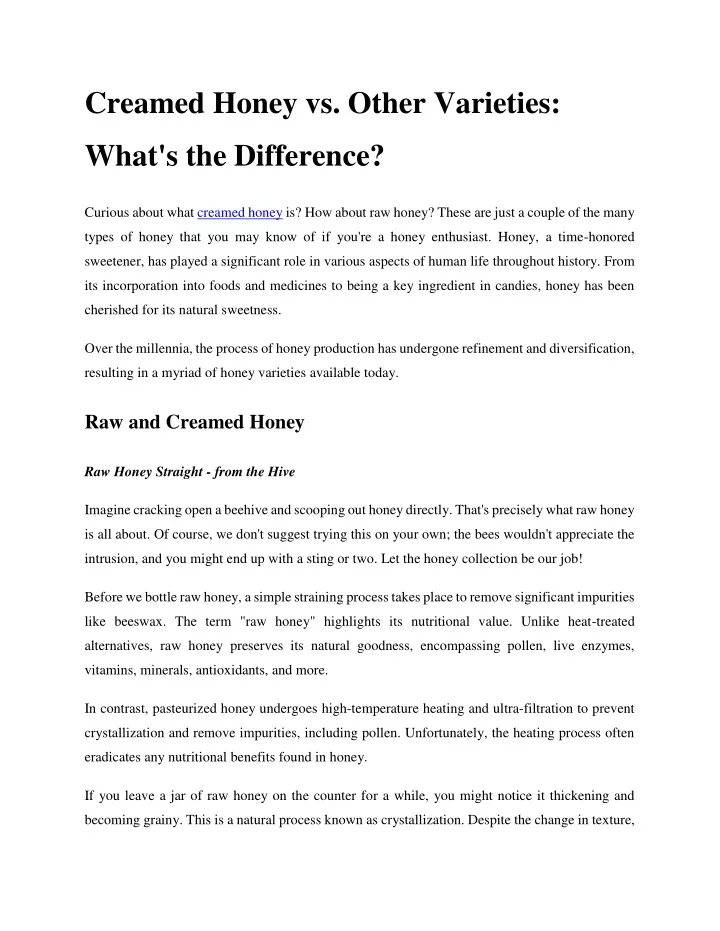 PPT Creamed Honey vs. Other Varieties_ What's the Difference