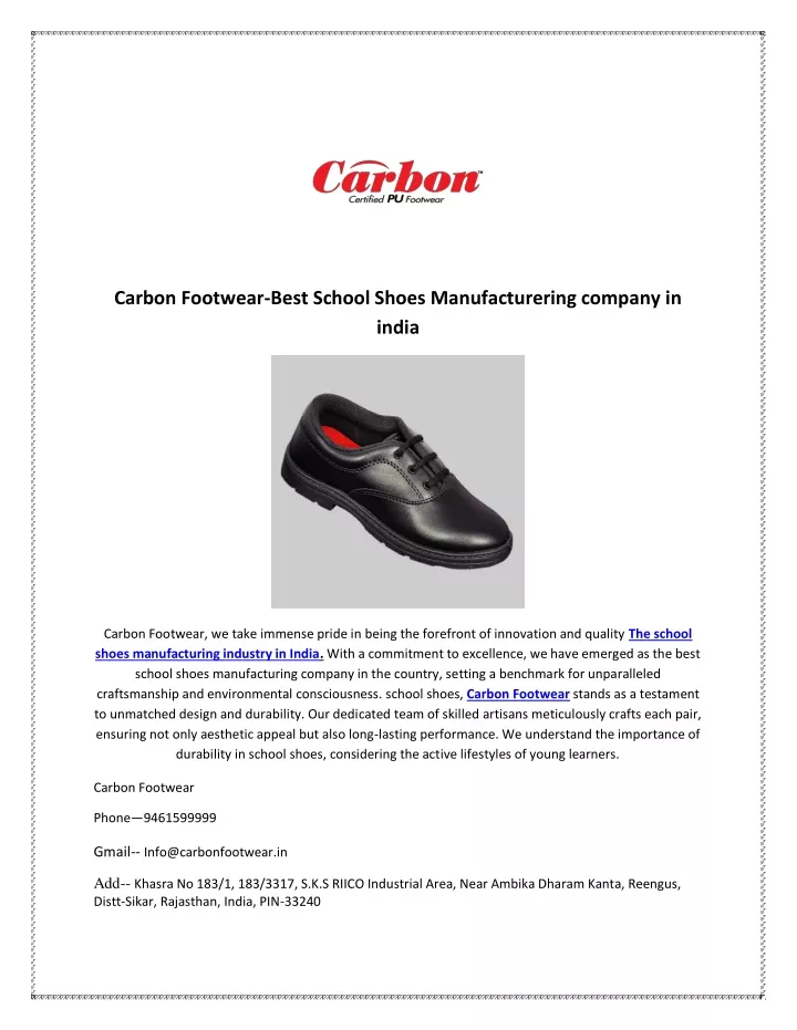 carbon footwear best school shoes manufacturering