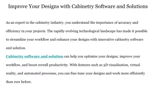 Improve Your Designs with Cabinetry Software and Solutions