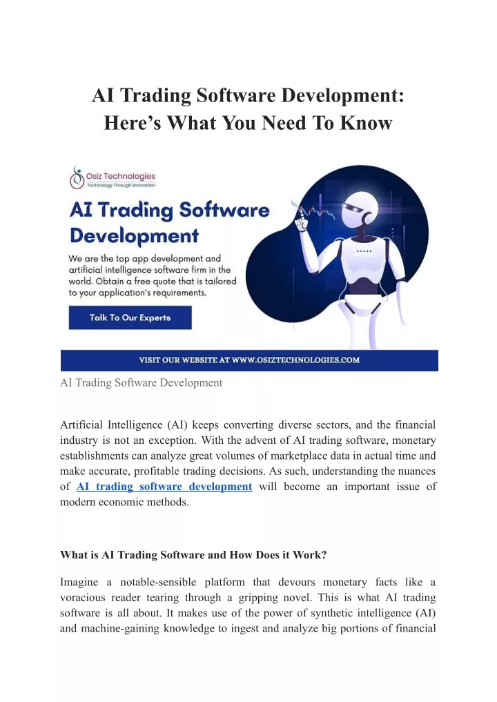 ai trading software development here s what