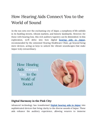 How Hearing Aids Connect You to the World of Sound