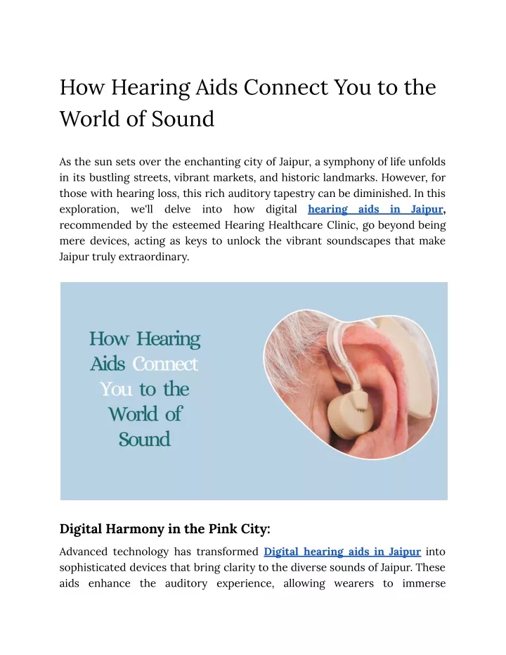 how hearing aids connect you to the world of sound