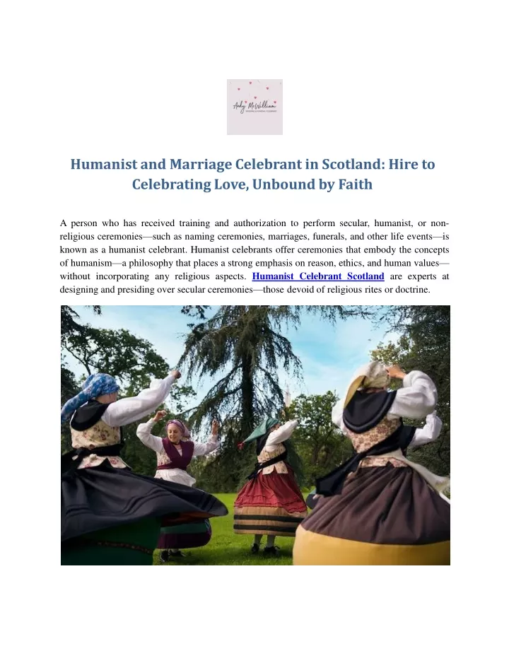 humanist and marriage celebrant in scotland hire