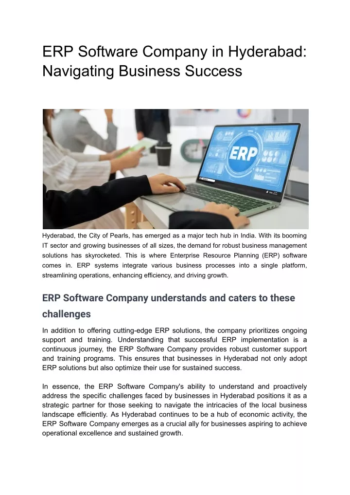 erp software company in hyderabad navigating