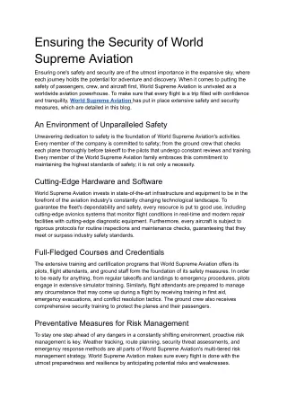 ensuring the security of world supreme aviation