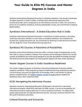 Your Guide to Elite PG Courses and Master Degrees in India