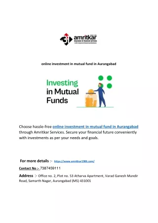 online investment in mutual fund in Aurangabad