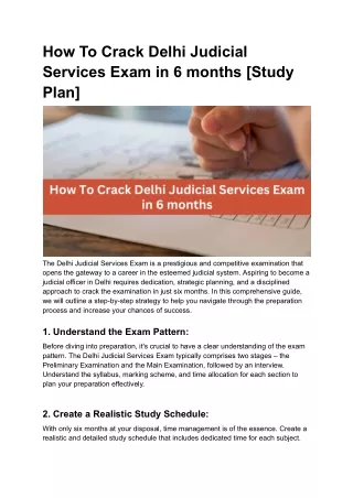 How To Crack Delhi Judicial Services Exam in 6 months [Study Plan]