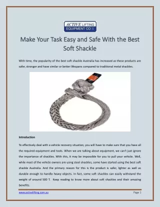 Make Your Task Easy and Safe With The Best Soft Shackle