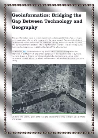 Investigating the Domain of Geoinformatics: An Opening to an Electronic Age