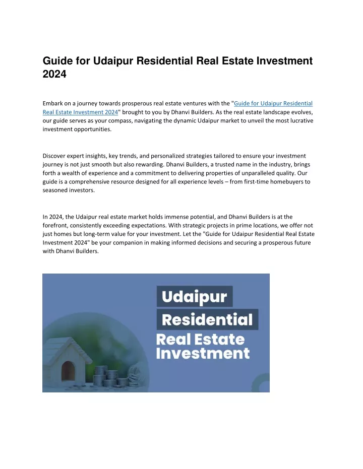 guide for udaipur residential real estate