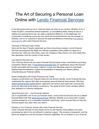 the art of securing a personal loan online with