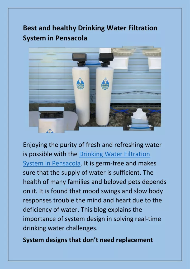 best and healthy drinking water filtration system