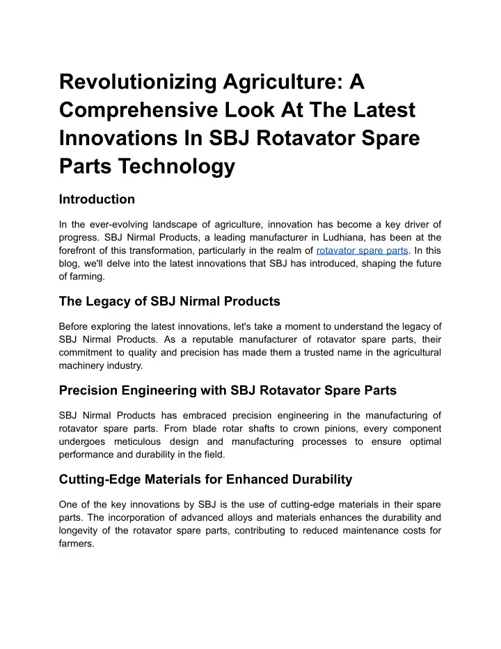 revolutionizing agriculture a comprehensive look