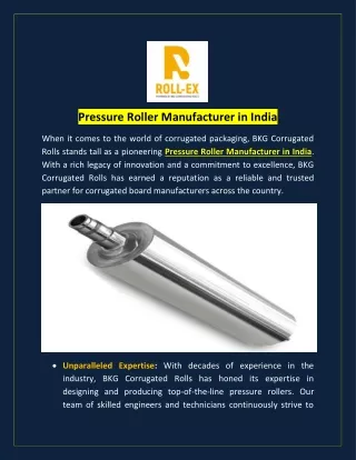 Pressure Roller Manufacturer in India