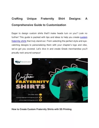 Crafting Unique Fraternity Shirt Designs