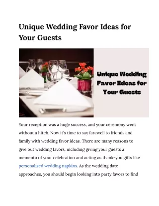 Unique Wedding Favor Ideas for Your Guests