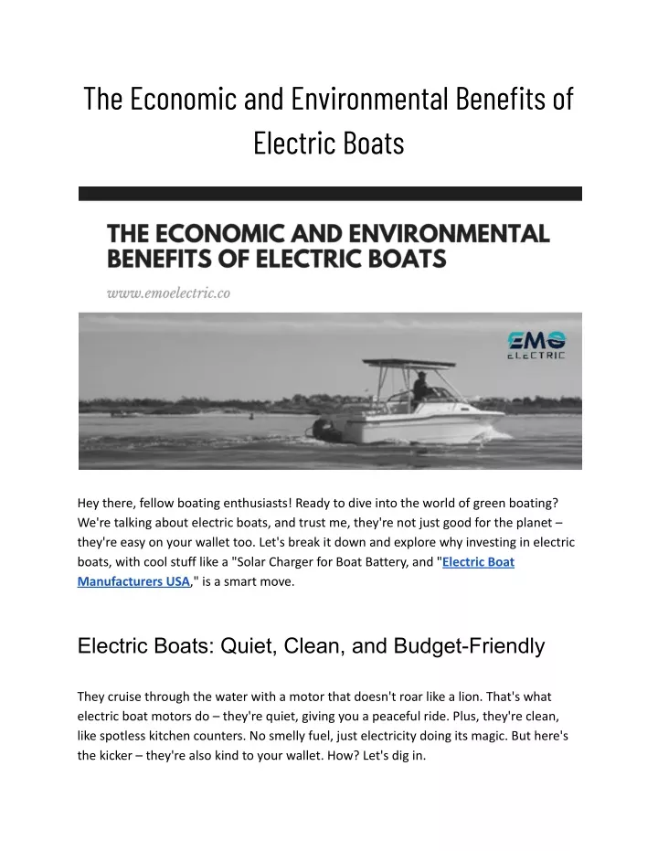 the economic and environmental benefits