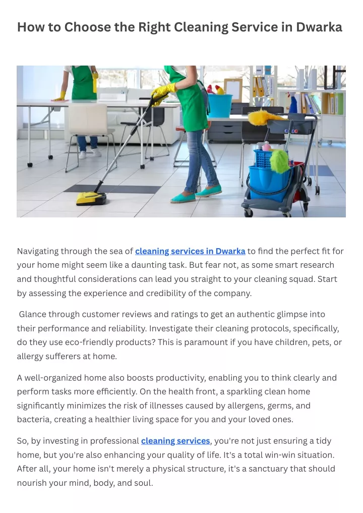 how to choose the right cleaning service in dwarka