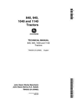 John Deere 940 Tractor Service Repair Manual (TM4353)