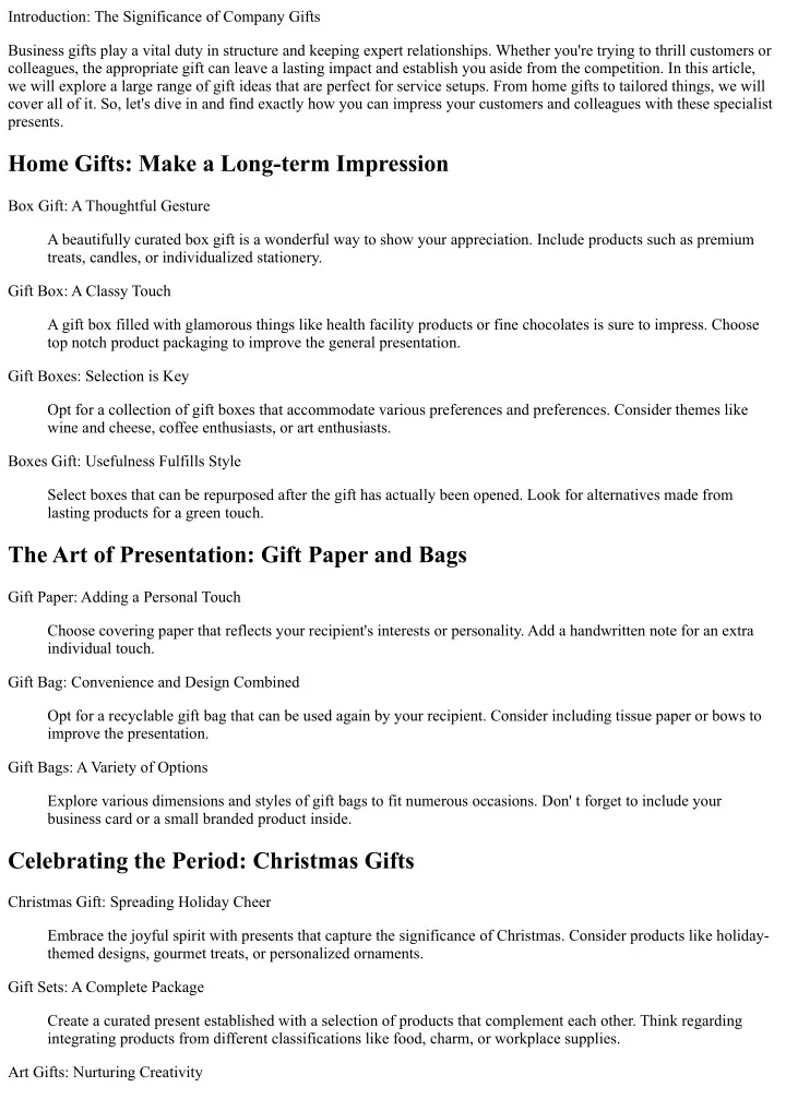 introduction the significance of company gifts