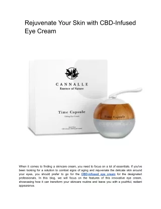 Rejuvenate Your Skin with CBD-Infused Eye Cream
