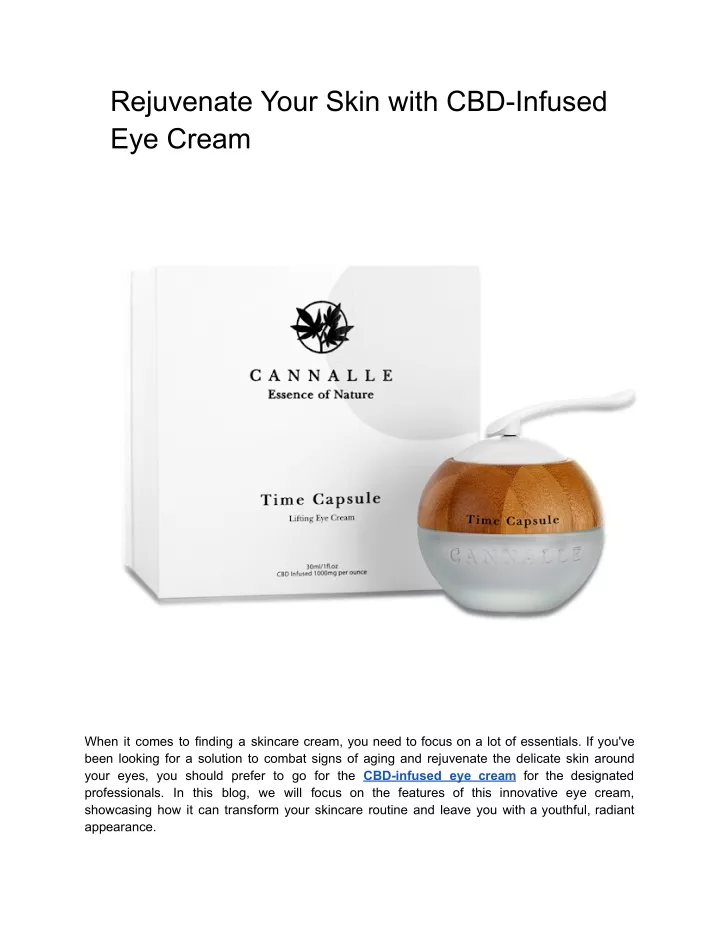 rejuvenate your skin with cbd infused eye cream