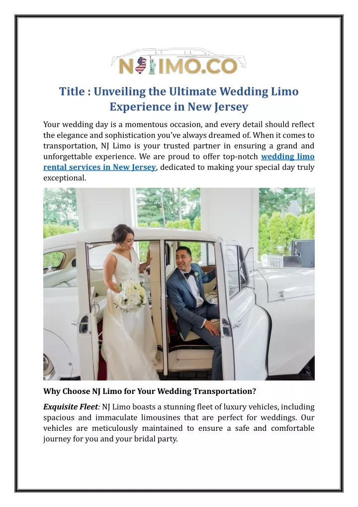 title unveiling the ultimate wedding limo