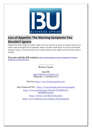 Loss of Appetite-The Warning Symptoms You Shouldn’t Ignore