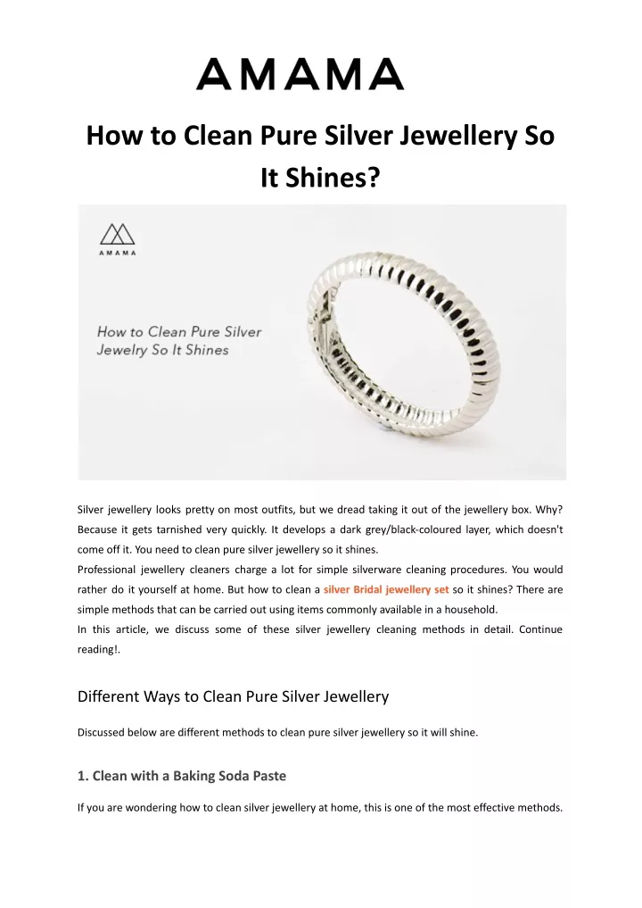 how to clean pure silver jewellery so it shines