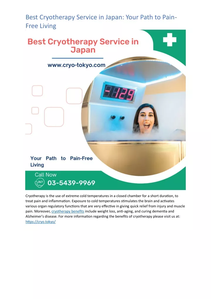 best cryotherapy service in japan your path