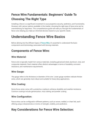 Fence Wire Fundamentals - Beginners’ Guide To Choosing The Right Type