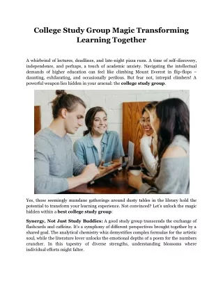 college study group magic transforming learning